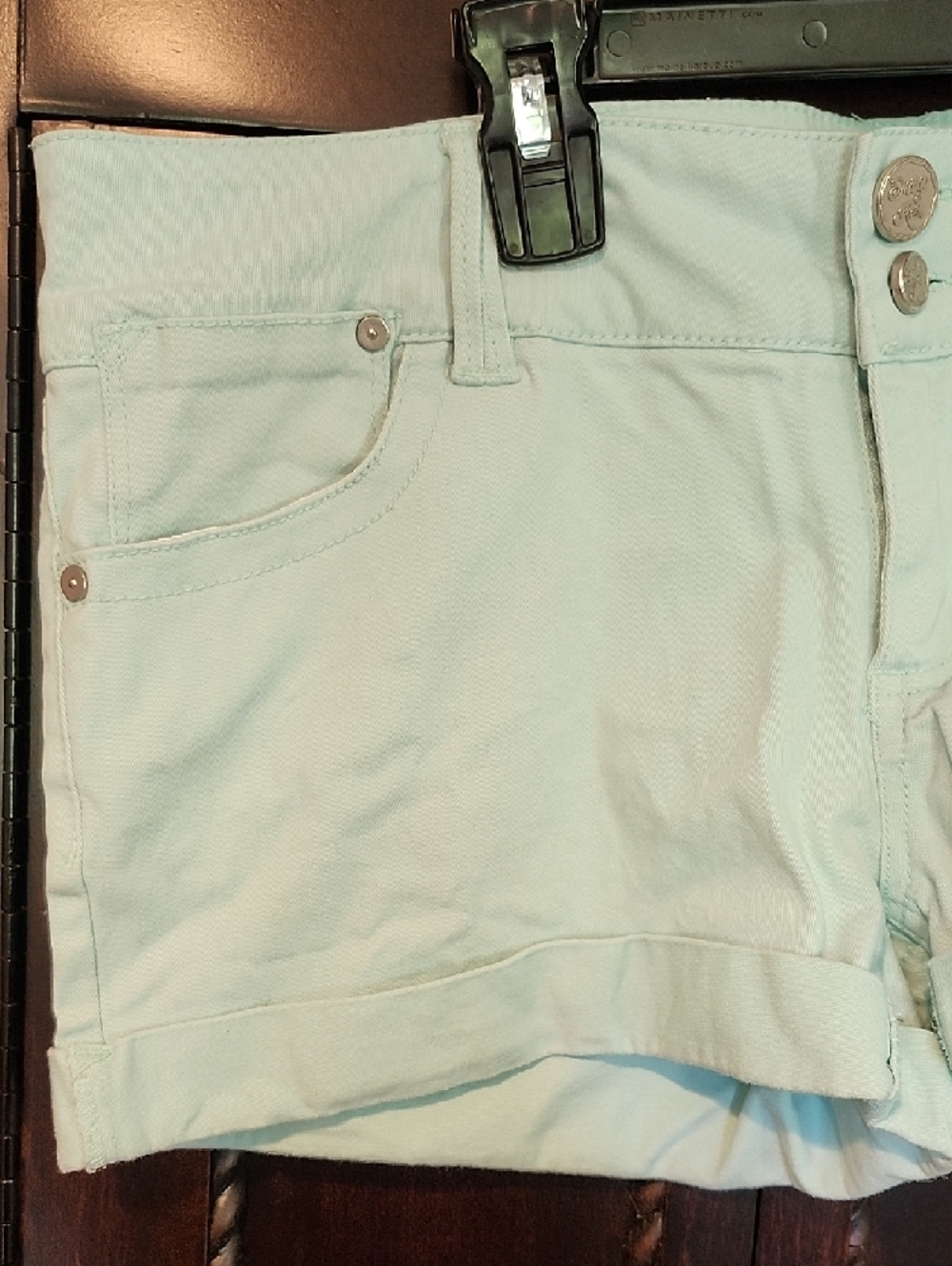 4/$20 Indigo Rein Women's Mint Green Cotton Shorts - Picture 2 of 6